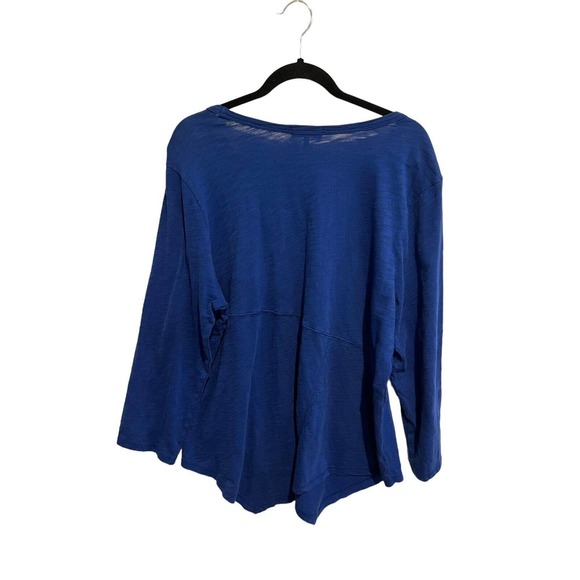 HABITAT Womens Tunic Top Asymmetrical Hem Cobalt Blue Boho Lagenlook Sz XL - Picture 2 of 5